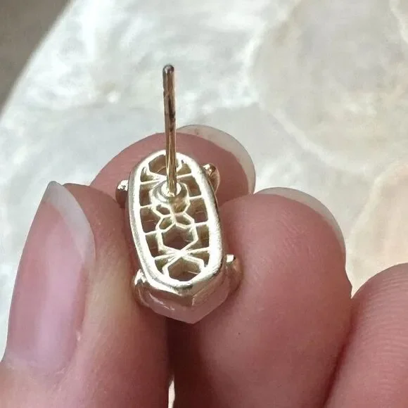 NWT Kendra Scott Emilie Gold Rose Quartz Stud Earrings - Picture 4 of 10